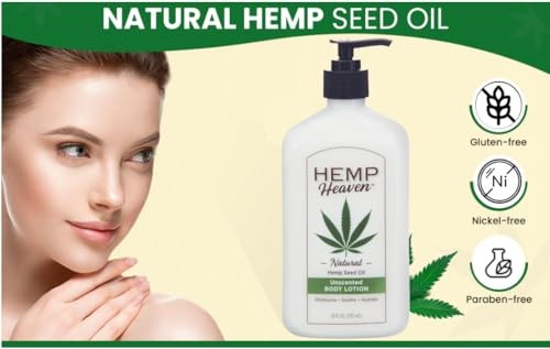 Hemp Heaven Natural Hemp Seed Oil Unscented Body Lotion  Moisturizing  Soothing Skincare ParabenFree for Sensitive Skin with 18 Oz