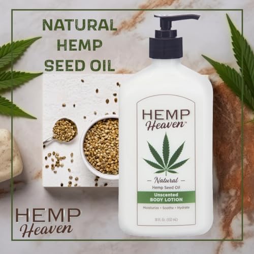 Hemp Heaven Natural Hemp Seed Oil Unscented Body Lotion  Moisturizing  Soothing Skincare ParabenFree for Sensitive Skin with 18 Oz