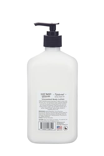 Hemp Heaven Natural Hemp Seed Oil Unscented Body Lotion  Moisturizing  Soothing Skincare ParabenFree for Sensitive Skin with 18 Oz