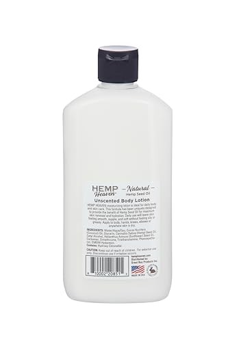 Hemp Heaven Natural Hemp Seed Oil Unscented Body Lotion  Moisturizing  Soothing Skincare ParabenFree for Sensitive Skin with 18 Oz