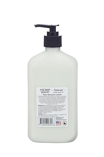 NEW & IMPROVED Pure Hemp Seed Oil Body Lotion - Pear Blossom Scent, Moisturizing & Soothing for All Skin Types, Enriched with Vitamins & Omegas, Fresh