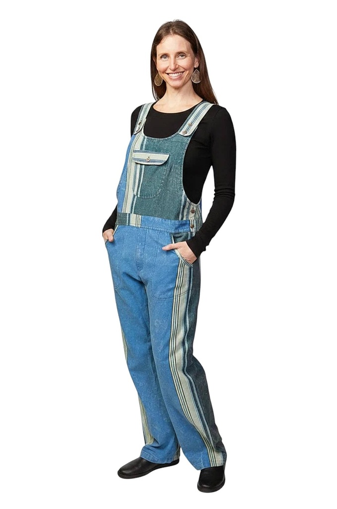 Indica Overalls — Turquoise Stripe — product photo