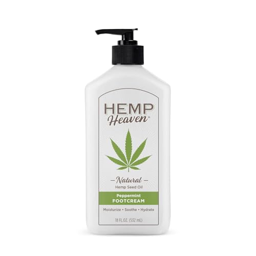 Hemp Heaven Peppermint Foot Cream Infused with Hemp Seed Oil - Hydrating Care for Dry Cracked Feet - 18oz