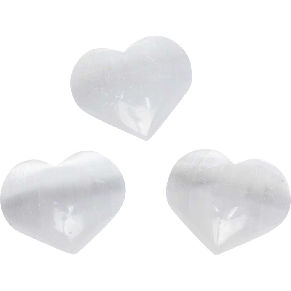 Selenite puff hearts 0.75"-1.5" 