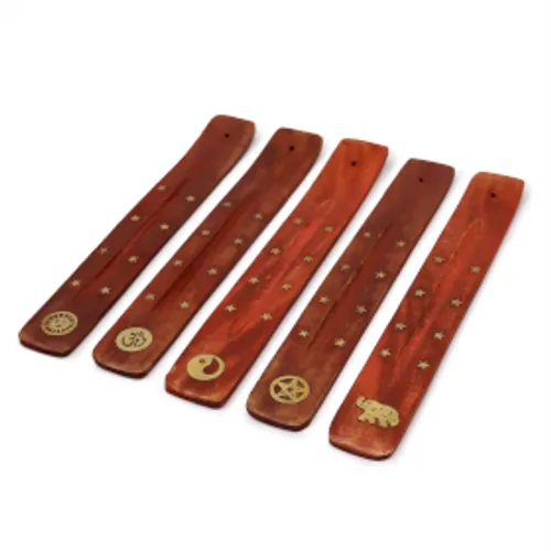 Star Wood and Brass Incense Holder