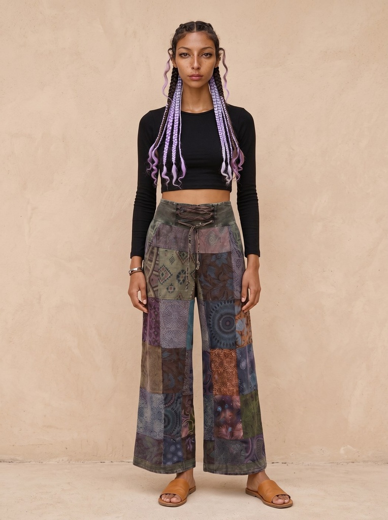 [1407-B-M / L / XXL] Ananda Patchwork Pants