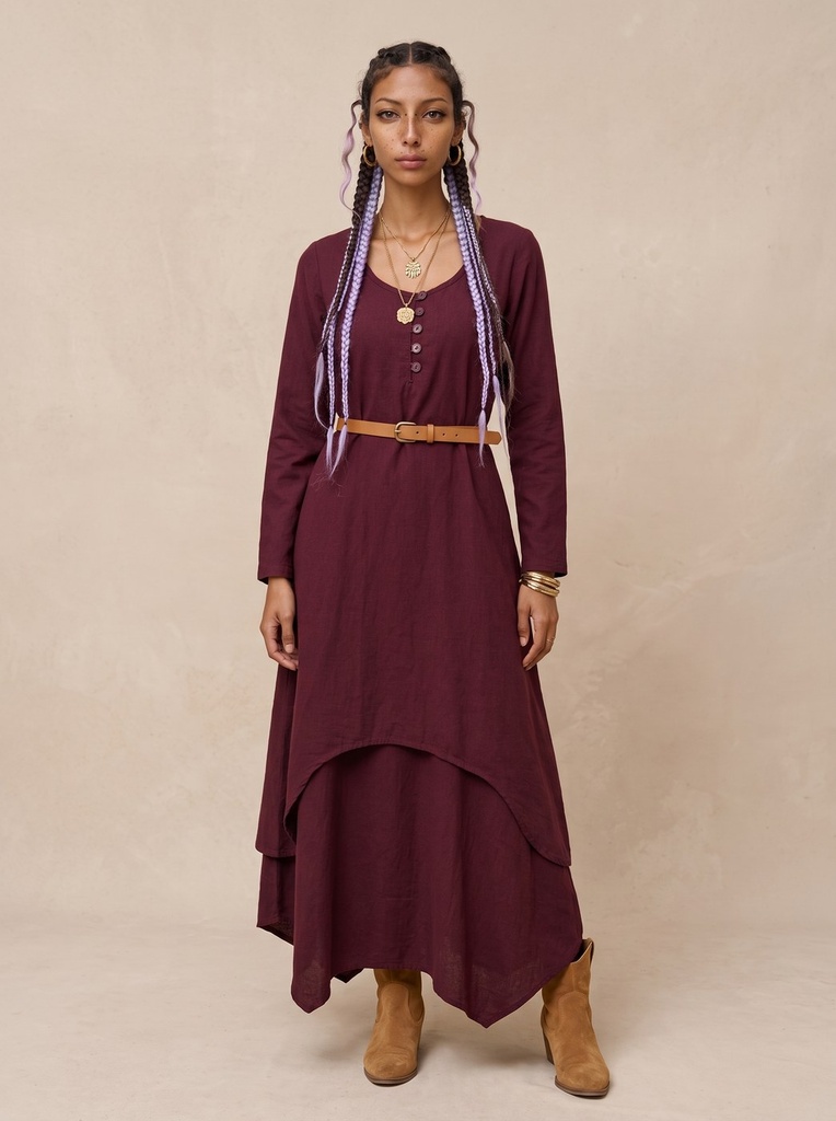 [1337-BU-SM / LXL] Olivia Maxi Dress — Burgundy